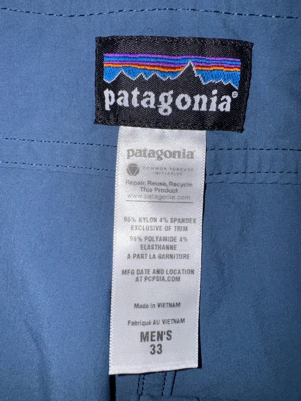 Patagonia Stretch Wavefarer Board Shorts Men’s 33 Blue Surf Swim
